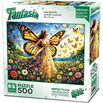 KS Games Пъзел KS Games от 500 части - Дамата с пеперудите (20093)
