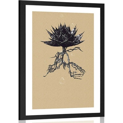 Plakát s paspartou Aloe Vera v zemitých barvách - 20x30 no frame