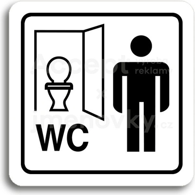 ACCEPT Piktogram WC muži kabinka - bílá tabulka - černý tisk