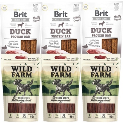 BRIT Jerky Snack Duck + WILD FARM Měkké kachní proužky 6 x 80 g