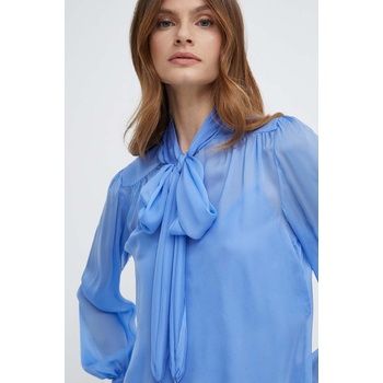 Luisa Spagnoli Копринена блуза Luisa Spagnoli RUNWAY COLLECTION в синьо с изчистен дизайн 541119 (541119)