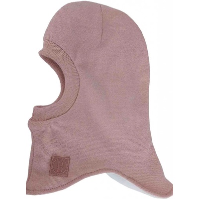 Detská kukla bledoružová bez brmbolca zateplená fleecom