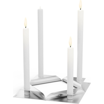 Square Candle, dizajnový svietnik - strieborný, set 4 ks - Höfats