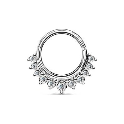 Šperky4U Septum piercing do nosu ucha kruh s čirými zirkony N01171-C