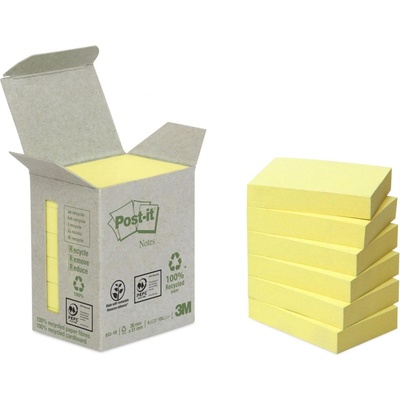 Samolepící bločky Post-it recyklované - 38 x 51 mm / žlutá / 6 x 100 lístků – Zbozi.Blesk.cz