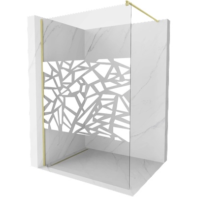 Mexen Kioto стена за душ Walk-in 100 x 200 cm, бял модел 8 mm, златна четкована - 800-100-101-55-85 (800-100-101-55-85)