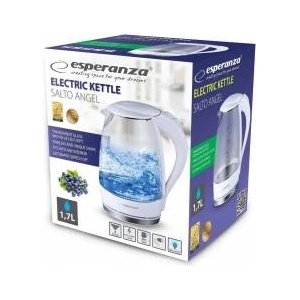 Esperanza electric glass kettle with led light salto angel 1.7 l white Електрически кани