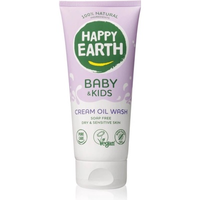 Happy Earth 100% Natural Cream Oil Wash for Baby & Kids mycí olej pro suchou a citlivou pokožku 200 ml