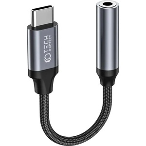 Tech-Protect Аудио кабел Tech-Protect UltraBoost, USB-C / 3.5mm mini jack, черен (9490713929667)