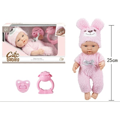 Teddies Bábätko s cumlíkom a hrkálkou 25 cm