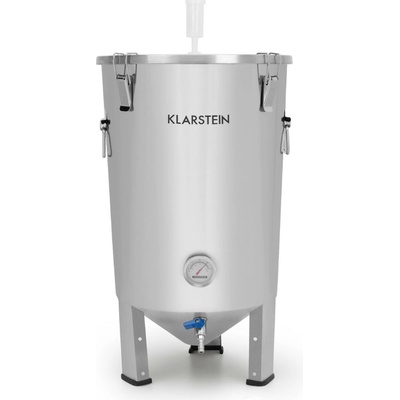 Klarstein Gärkeller fermentační kotel 30l kvasné trubky teploměr 304 ušlechtilá ocel Stříbrná