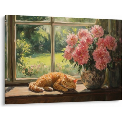 Obraz - Kočka na okně, jednodílný 100x70 cm