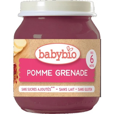 Babybio Био плодово пюре Babybio - Ябълка и нар, 130 g (3288131510997)