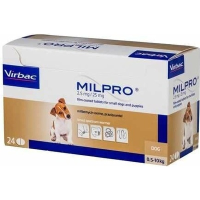Milpro 2,5mg/25mg pre malé psy a šteňatá 2 x 2 tablety