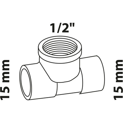 Kirchhoff T-kus 15 mm x 18,7 mm (1/2 vnitřní závit) x 15 mm 2 pouzdra prázdná