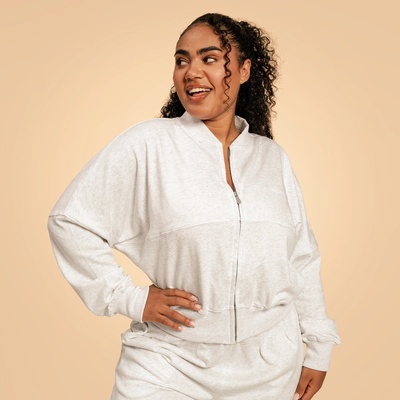 GymBeam BeastPink Дамски суичър с цип Bliss Grey XS