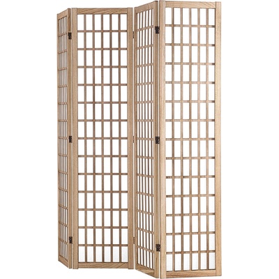 SucceBuy Paraván do pokoje japonský 4dílný dřevěný skládací 162x170CM