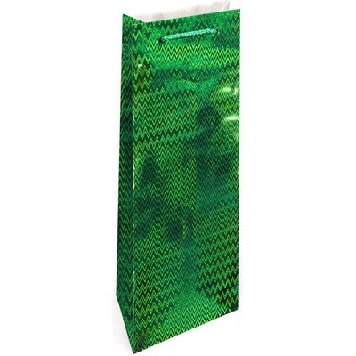 Nekupto Dárková taška na lahev hologram Zelená