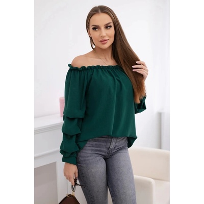 Spanish blouse with decorative mint sleeves tyrkysová