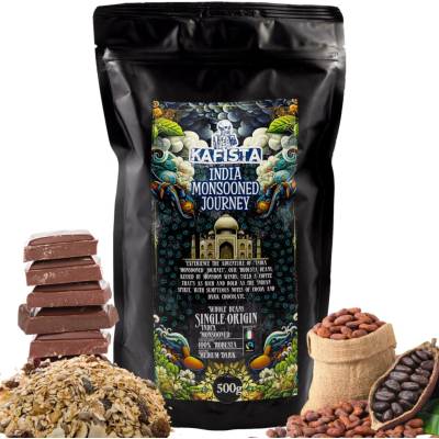 Kafista káva India Monsooned Journey zpracování monzunováním 100% Robusta Fairtrade vhodné na espresso a plně automatické kávovary 1 Kg