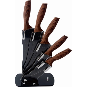 Voltz Комплект ножове Oliver Voltz OV51633J5, 6 части, Мраморно покритие, Поставка, Сив/Кафяв (OV51633J5)