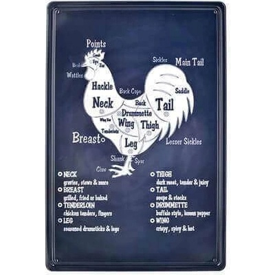 Ceduľa Butchers - Kohút Vintage style 30cm x 20cm Plechová tabuľa