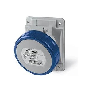 SCAME Промишлен контакт 2P+Е 16A 200-250V IP66, 6h серия Optima панелен монтаж 70x87мм - 418.1663 (418.1663)
