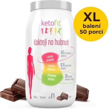 KetoFit Čoko proteinový koktejl KetoFit 1260 g, 50 porcí