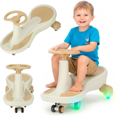 KIK Gravitačná horská dráha svietiace LED kolesá s hrajúcou hudbou 76 cm zlatá a biela