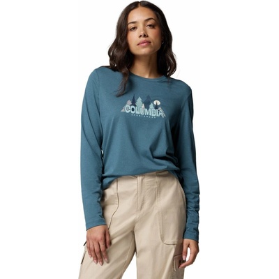 Columbia RUBY SPRINGS GRAPHIC LS TEE tyrkysová