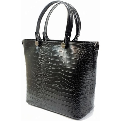 Maxmoda Océane Talianska dámska kroko kabelka 36 × 29 5 cm čierna