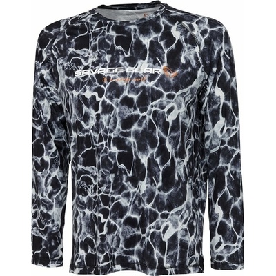 Savage Gear Tričko Night UV Long Sleeve T Shirt Black Waterprint