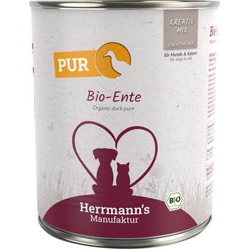 Herrmanns 24х800г Herrmann's Bio чисто месо, консервирана храна за кучета - био патешко
