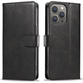 HQWear Кейс Glitter Case за iPhone 16 Pro, черен (Leather Book Case for iPhone 16 Pro Black)