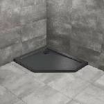 Radaway Петоъгълно душ корито Radaway Doros PT E Stone 90x80 см, черно акрилно, ляво (SDRPT9080-01-54SL)