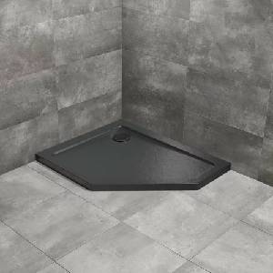Radaway Петоъгълно душ корито Radaway Doros PT E Stone 90x80 см, черно акрилно, ляво (SDRPT9080-01-54SL)