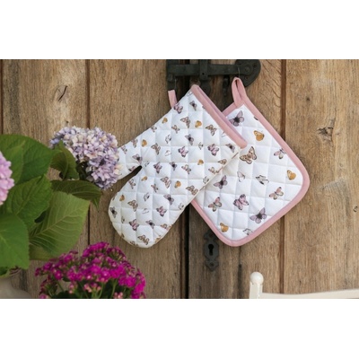 Clayre & Eef Balvnená detská Chňapka podložka s motýlikmi Butterfly Paradise 16 x 16 cm