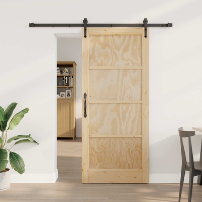 vidaXL Преплъзваща се врата ORKDAL 86 x 198, 5 см Естествено и черно (3445564)
