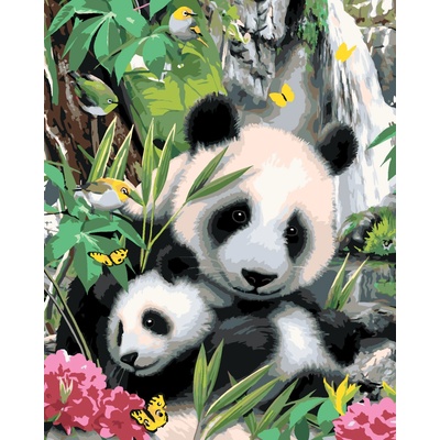 ZUTY Malování podle čísel PANDA S MLÁDĚTEM A VODOPÁD HOWARD ROBINSON 40 x 50 cm