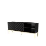 Cama meble ABETO RTV шкаф върху златиста стоманена рамка 150x42x60 черно/черно гл (ABETORTV15+ST C)