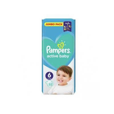 Памперси Pampers, Active Baby, Екстра голям, размер 6, 13-18 кг, 52 бр, 8001090948533
