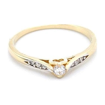 B&B Goldinvestic Zlatý zásnubní se srdcem a zirkony N4740