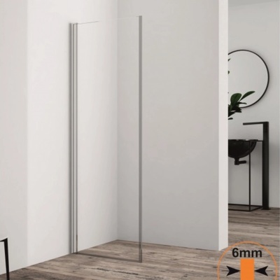 Стъклен параван за баня Мери 60х200 см, алуминев профил хром (ics 113-2tr/60)