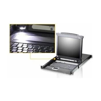 ATEN 8 Port 19 LCD KVMP Switch, USB port Integrated Spanish Keyboard layout,