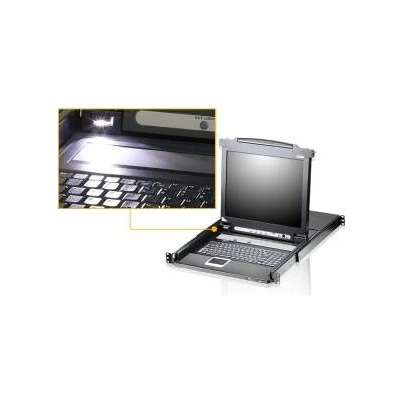 ATEN 8 Port 19 LCD KVMP Switch, USB port Integrated Spanish Keyboard layout,