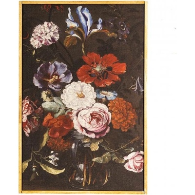Vintage obraz květiny v dřevěném rámu – 40x3x60 cm