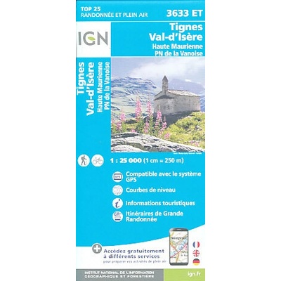 mapa Tignes, Val d'Isere, Haute Maurienne, PN de la Vanoise 1:2
