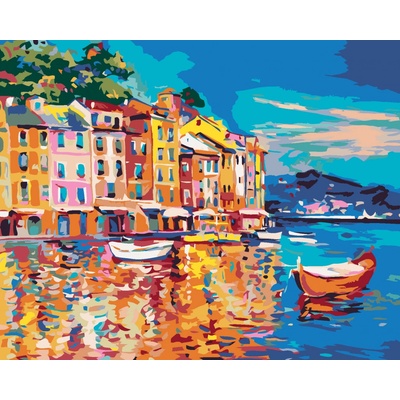 Zuty Malování podle čísel Lodě na moři u přístavu 80 x 100 cm vypnuté plátno na rám
