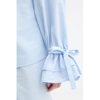 The Sleeper Ленена блуза The Sleeper дамска в синьо с изчистен дизайн CHBL06P010N (CHBL06P010N)