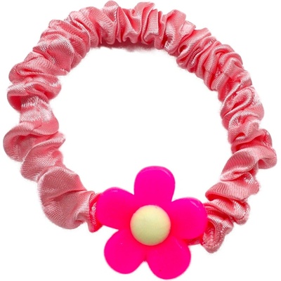 Saténová gumička s kytičkou Barva: tmavě růžová
